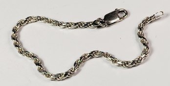 Shinny Sterling Italian Silver  Twisted Rope Chain Link Bracelet