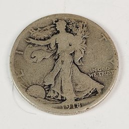 1918-S  Walking Liberty Silver Half Dollar (Better Date And Mint Mark)