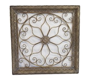 Scrolled Metal Flower Wall Accent Door