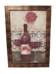 Framed Artisan Red Wine Wood Wall Accent Decor