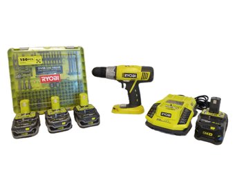 Ryobi ONE 18V Cordless 1/2' Drill, Batteries, 18V Dual Chemistry IntelliPort Battery Charger & Drill Bit Kit