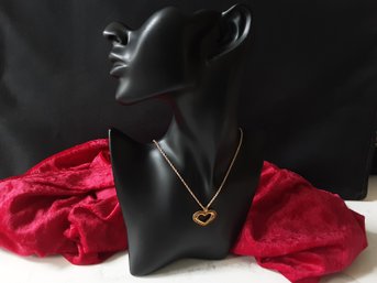 14k Gold Heart Pendant With 14k Gold Chain 2.83 Grams