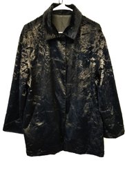 Women's Anne Klein Black Jacquard Snap Up Coat Coat Size 12