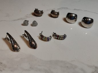 Lot Of 5 Sterling Silver Earrings 28.24 Grams