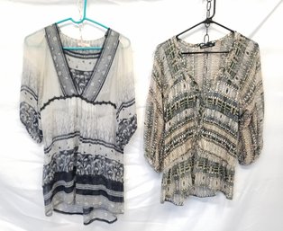 Pair Of Vintage Boho 3/4 Sleeve Shirts By LUX & Gypsy:  Size Small