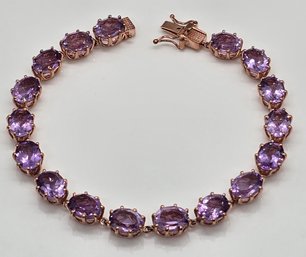 Premium Rose De France Amethyst Bracelet In Rose Gold Over Sterling