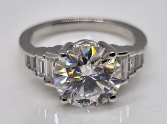 Moissanite Ring In Platinum Over Sterling