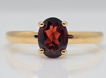 Red Garnet, 18K Yellow Gold Over Sterling Solitaire Ring