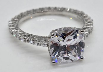 Premium White CZ, Rhodium Over Sterling Ring