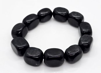 Black Jade Beaded Stretch Bracelet