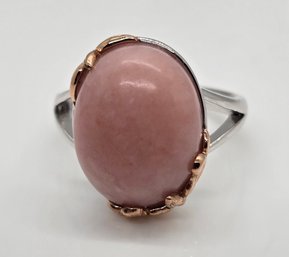 Pink Opal, Rhodium & 18K Rose Gold Over Sterling Ring