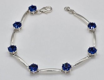 Swarovski Sapphire Crystal Station Bracelet In Sterling