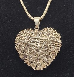 Vintage Heart Sterling Silver Pendant Necklace