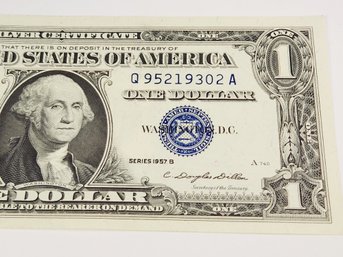 1957 $1 Dollar Blue Seal Silver Cert. Crispy  Bill / U S Note