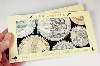 RARE 1990 NEW ZEALAND Collection Coin Brilliant UNC SET 6 Coins - In Folder With History