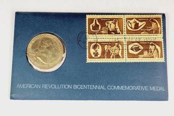 1972 American Revolution Bicentennial Bronze Commemorative Medal  First Day Cover - George Washington