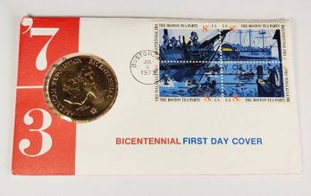 1973 American Revolution Bicentennial Bronze Commemorative Medal  First Day Cover  Sam Adams & Patrick Henry