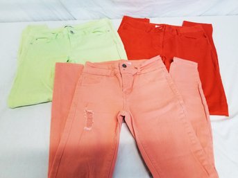 3 Colorful Skinny Jeans By Kensie, Trina Turk  & Cello Sizes 2/3/ - 26   (lot C)