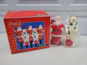 Coca Cola Christmas Holiday Lawn Light Stakes Santas & Polar Bear Collection