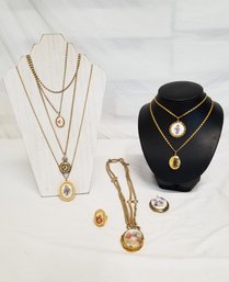 Vintage Selection Of Victorian, Floral & Engraved Goldtone Locket Necklaces