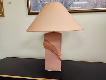 1980s Art Deco Inspired Ceramic Pink Lamp