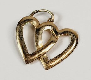 14k Yellow Gold 2 Hearts  Charm / Pendant