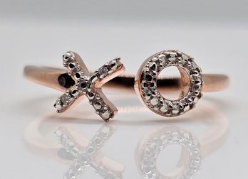 Diamond Accent XO Open Band Ring In Rose Gold Over Sterling