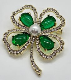 Beautiful Multi-Color Shamrock Brooch