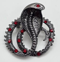 Brand New Red & Black Cobra Brooch