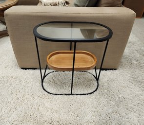 Metal & Wood Oval End Table