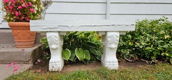 Concrete Garden Bench With Wooden Seat