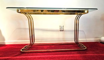 MCM Brass And Glass Console Table