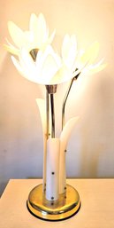 Vintage Plastic And Brass Floral Art Lamp