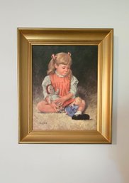 Little Girl Painting- Signed Hufford