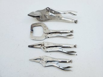 Four Irwin Vise Grips - C Clamp, Sheet Metal Tool & Locking Pliers