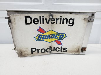 Cool Vintage Metal Gasoline Tanker Truck Branded Flip Sign-Mobil, BP, Hess, Sunoco & Mobil