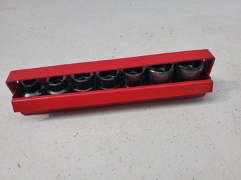 RARE MATCO Tools SBLP7T SAE 6 Point Special Forces Pass Thru 7 Piece Socket Set With Red Metal Holder