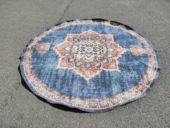 Arcadia Collection Large Blue Round Rug