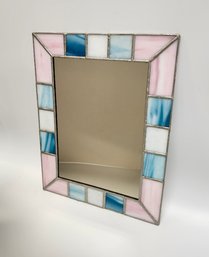 Small Pink & Blue Stained Glass Mirror