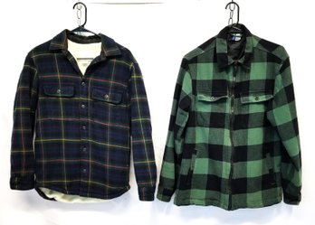 Men's H&m Fleece Lined Flannel Button Up And Green & Black Checked Flannel Zip Up Jackets Sz- XS/M