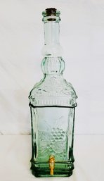 Unique Vintage 18' Tall Green Glass Raised Grapes Design Wine Decanter Bottle With Spout Spain