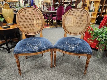 Pair Of Oval Cane Back Chairs