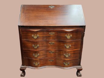 Antique Maddox Colonial Claw Foot Red Mahogany Secretary Desk