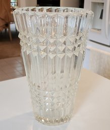 Large Unsigned Crystal Cut Glass Flower Vase ~ 11.5'