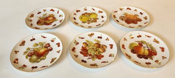 Set Of 6 Vintage Bavaria Germany Royal Hanover Fruit Pattern Plates, C1950s