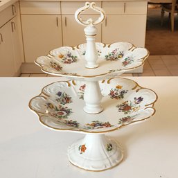 Vintage Porcelain Gerold-porzellan Tettau Bavaria West German 2 Tiered Pastry Serving Plates