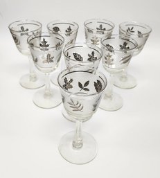 MCM Vintage Libbey Glass Company Silver Leaf Cocktail Glasses