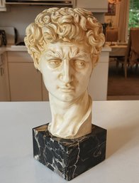 Italian Marble & Crushed Marble Michelangelo David G/ Ruggeri Bust Sculpture