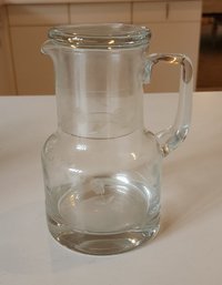 Antique Etched Romania Glass Bedside Carafe Pitcher With Glass/lid, 1980s