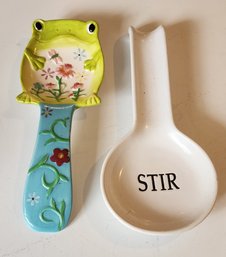 Pair Recent Ceramic Spoon Rests ~ One Frog